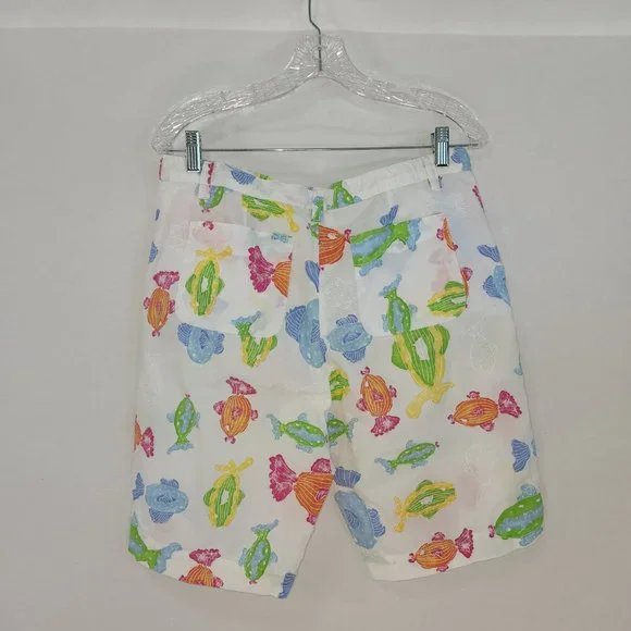 FRESH PRODUCE White Shorts with Colorful Fish Print Hight Rise Size M  LIKE NEW! - Picture 4 of 16